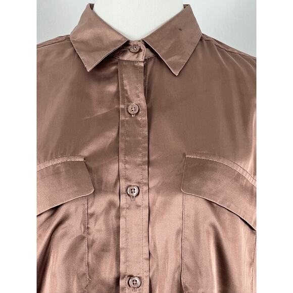EQUIPMENT Button-up Blouse in Brown Mocha (Womens: Small) - Picture 3 of 12